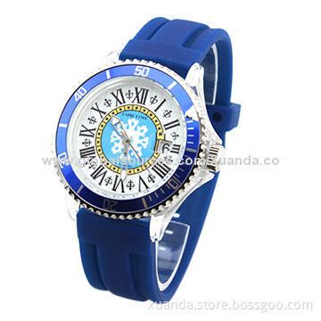 Fashion silicone analog watches with soft silicone band plastic case, Japan movement 5ATM waterproof